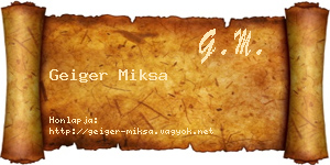 Geiger Miksa névjegykártya